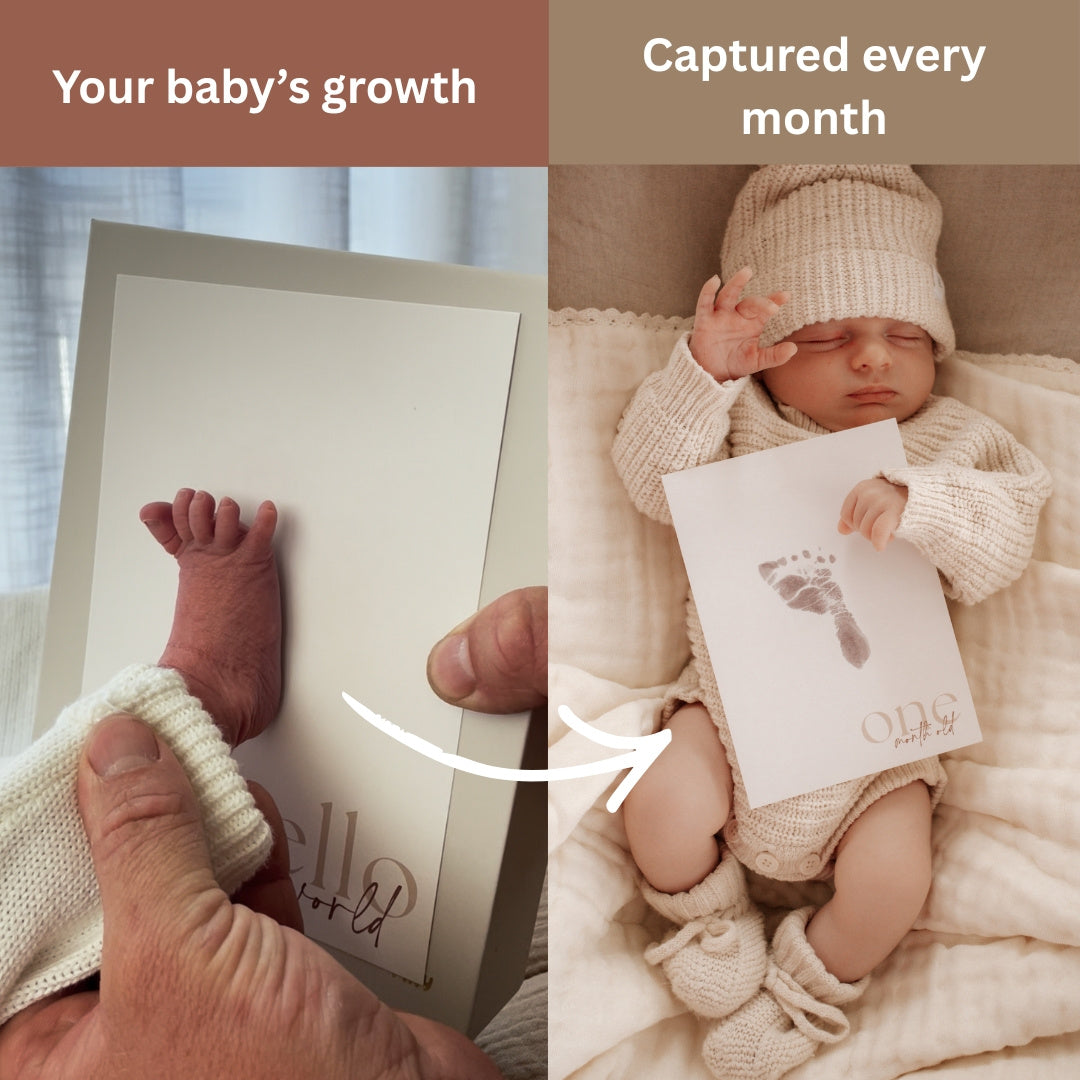 The Milestone Bundle | Inkless Baby Milestone Cards & Linen Album