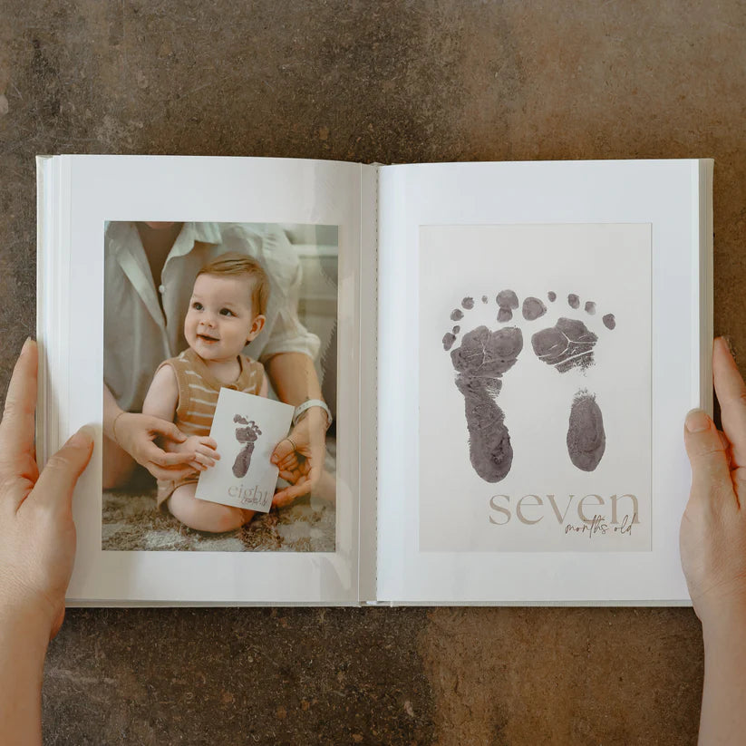 The Milestone Bundle | Inkless Baby Milestone Cards & Linen Album